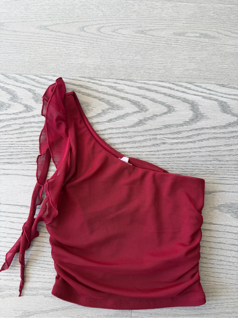 Garage Women's One-Shoulder Red Ruffle Tank Top